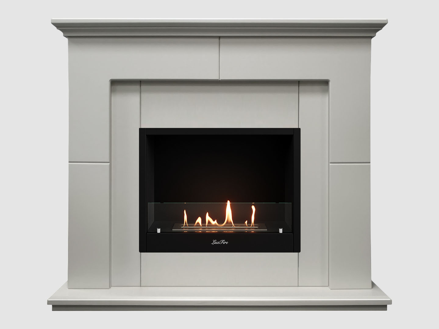 Каминный портал МДФ "Пьер 1300" с биокамином Lux Fire "Фаер Бокс 1-33" (белый) по цене 75 500 руб.
