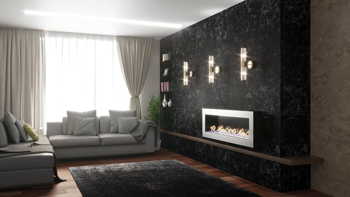 Биокамин "Русский огонь" Хай-тек 1500N настенный с декоративным стеклом (стемалитом) по цене 60 550 руб.