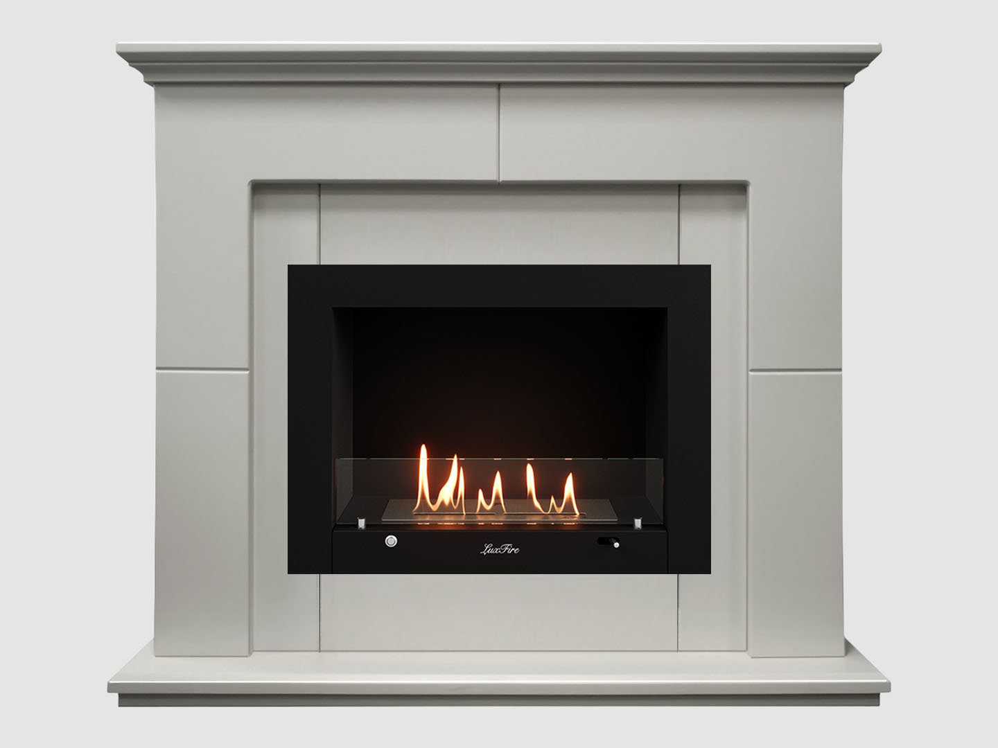Каминный портал МДФ "Пьер 1300" с биокамином Lux Fire "Фаер Бокс 3-33" (белый) по цене 106 600 руб.