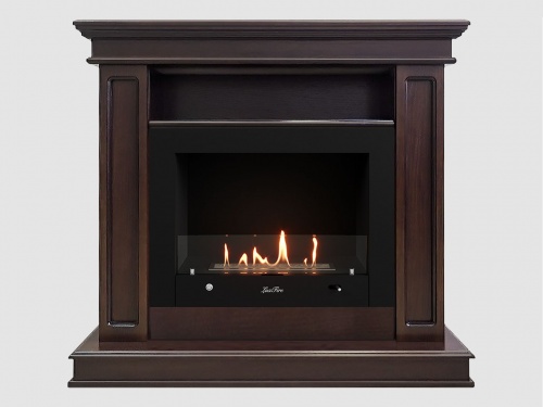 Каминный портал МДФ "Раймонд 1250" с биокамином Lux Fire "Фаер Бокс 4 - 33" (темный орех)