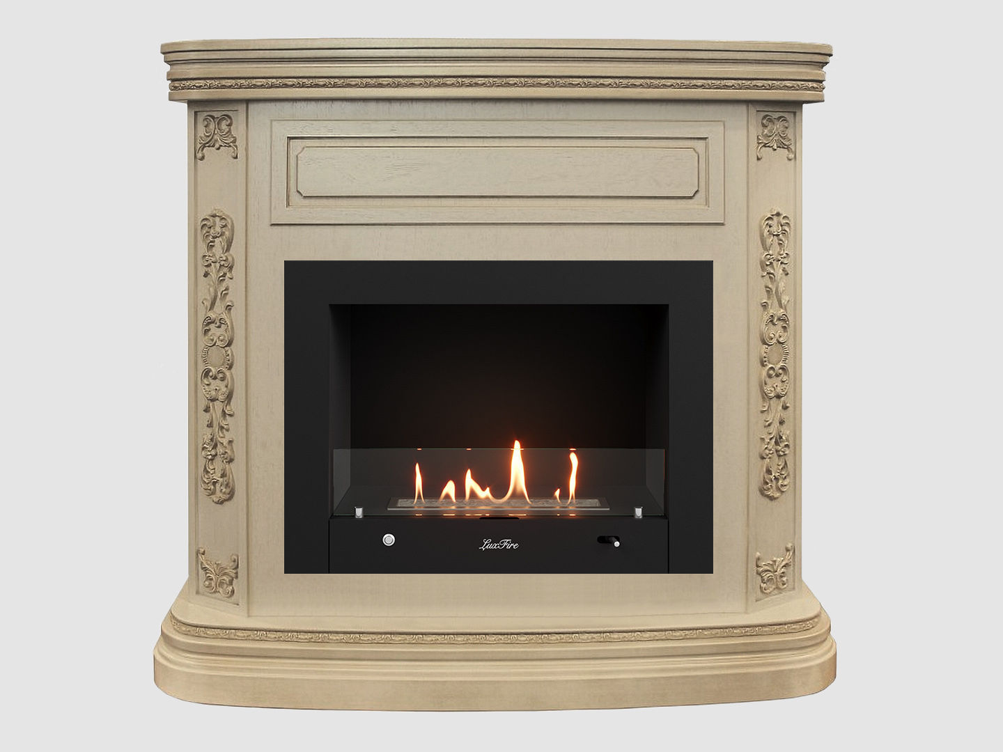 Каминный портал МДФ "Белла 1200" с биокамином Lux Fire "Фаер Бокс 4-30" (бежевый) по цене 129 300 руб.