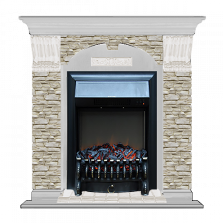 Арочный Грот однотонный (беленый дуб)+Fobos Black